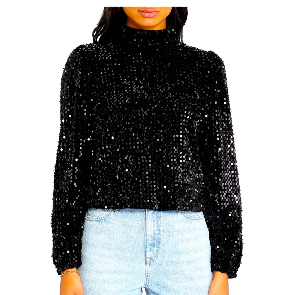 NWT All Nighter Mock Neck Top Black